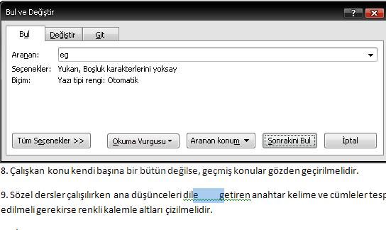 Office 2007 Bul, Değiştir, Git Menüleri Ve Hızlı Git Menüsü