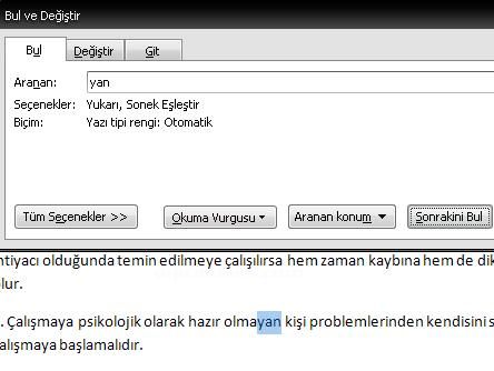 Office 2007 Bul, Değiştir, Git Menüleri Ve Hızlı Git Menüsü
