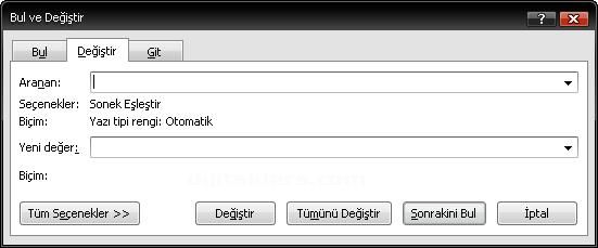 Office 2007 Bul, Değiştir, Git Menüleri Ve Hızlı Git Menüsü