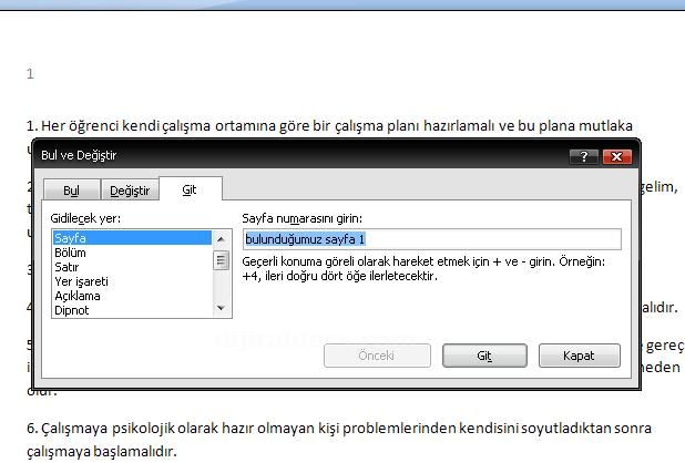 Office 2007 Bul, Değiştir, Git Menüleri Ve Hızlı Git Menüsü