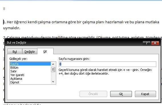 Office 2007 Bul, Değiştir, Git Menüleri Ve Hızlı Git Menüsü