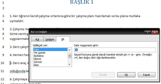 Office 2007 Bul, Değiştir, Git Menüleri Ve Hızlı Git Menüsü