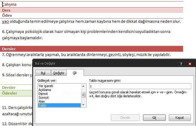 Office 2007 Bul, Değiştir, Git Menüleri Ve Hızlı Git Menüsü