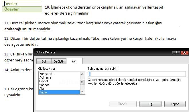 Office 2007 Bul, Değiştir, Git Menüleri Ve Hızlı Git Menüsü