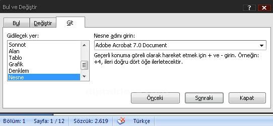 Office 2007 Bul, Değiştir, Git Menüleri Ve Hızlı Git Menüsü