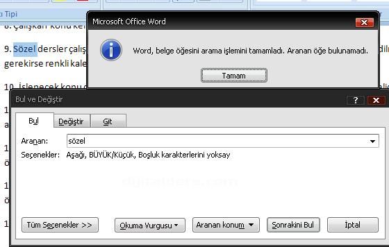 Office 2007 Bul, Değiştir, Git Menüleri ve Hızlı Git Menüsü