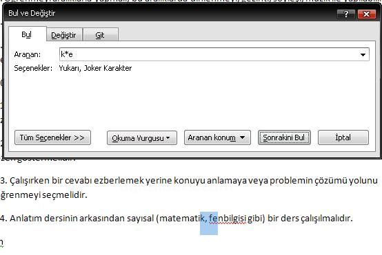 Office 2007 Bul, Değiştir, Git Menüleri Ve Hızlı Git Menüsü