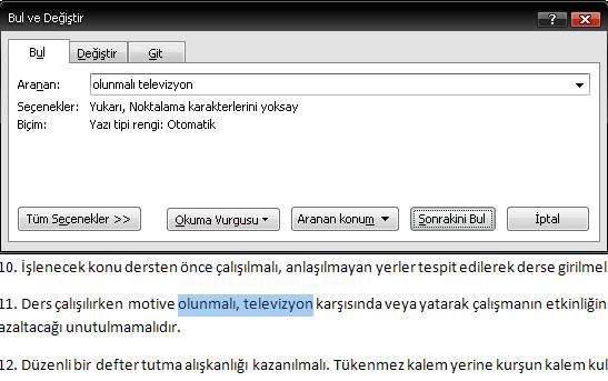 Office 2007 Bul, Değiştir, Git Menüleri Ve Hızlı Git Menüsü