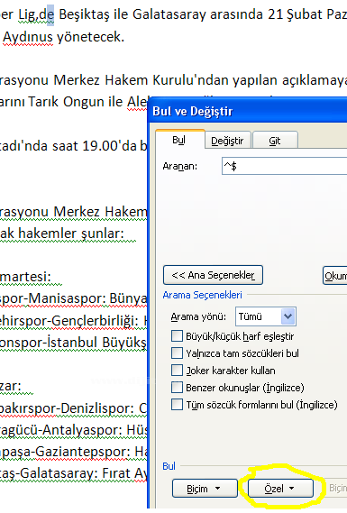 Office 2007 Bul, Değiştir, Git Menüleri Ve Hızlı Git Menüsü