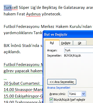Office 2007 Bul, Değiştir, Git Menüleri Ve Hızlı Git Menüsü