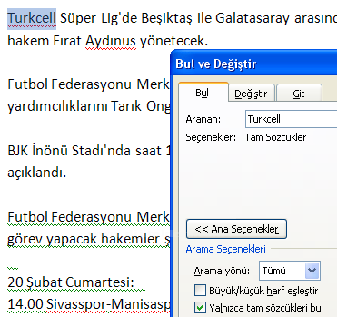 Office 2007 Bul, Değiştir, Git Menüleri Ve Hızlı Git Menüsü