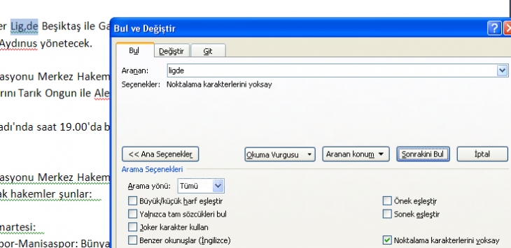Office 2007 Bul, Değiştir, Git Menüleri Ve Hızlı Git Menüsü