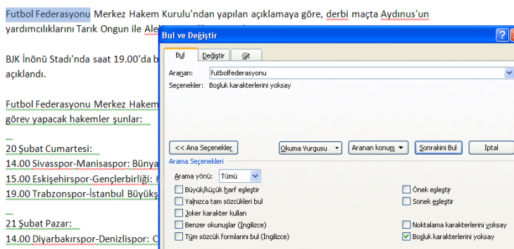 Office 2007 Bul, Değiştir, Git Menüleri Ve Hızlı Git Menüsü