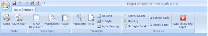 Office 2007 Baskı Önizleme