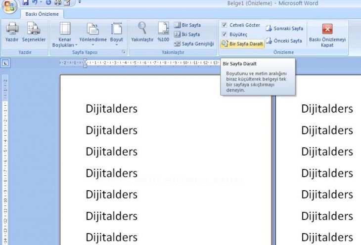 Office 2007 Baskı Önizleme