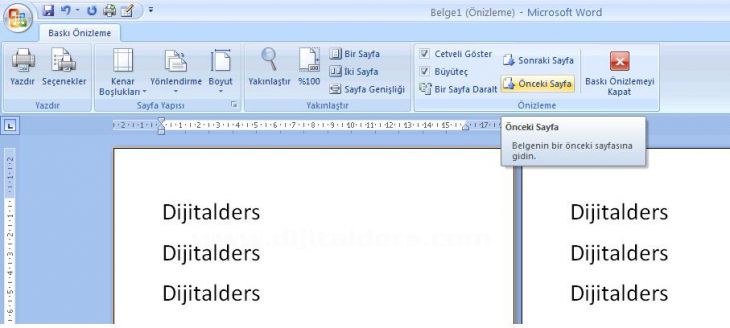Office 2007 Baskı Önizleme
