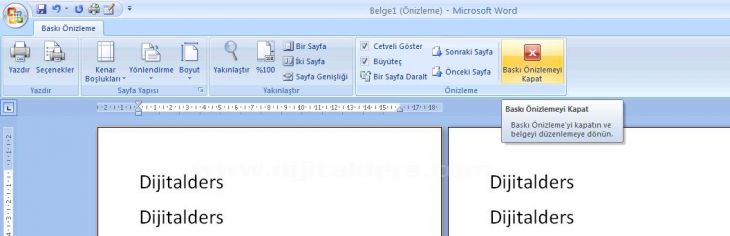 Office 2007 Baskı Önizleme