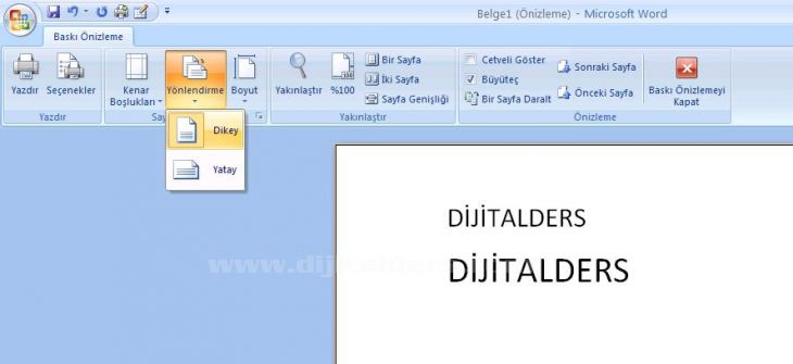 Office 2007 Baskı Önizleme