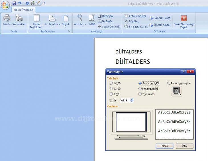 Office 2007 Baskı Önizleme