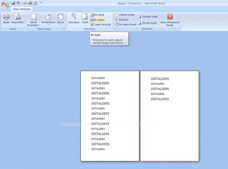Office 2007 Baskı Önizleme