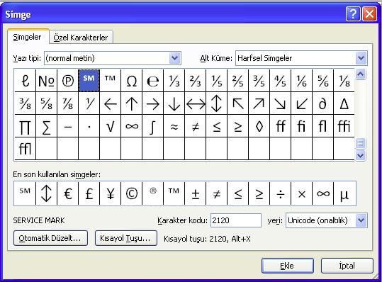 Office 2007 Simge Ekleme
