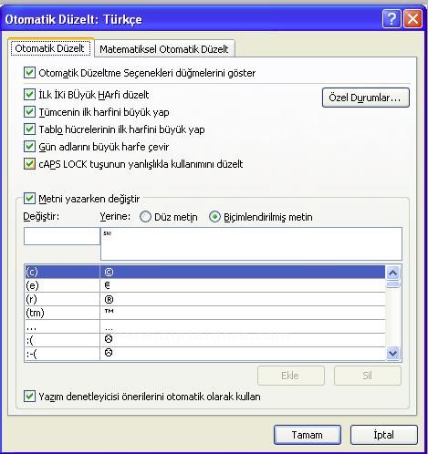 Office 2007 Simge Ekleme