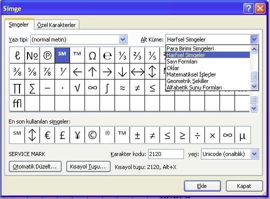 Office 2007 Simge Ekleme