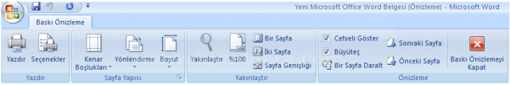 Office 2007 Baskı Önizleme