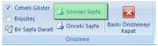 Office 2007 Baskı Önizleme