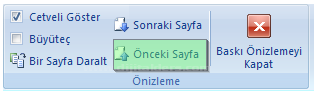 Office 2007 Baskı Önizleme