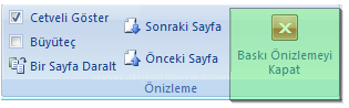 Office 2007 Baskı Önizleme