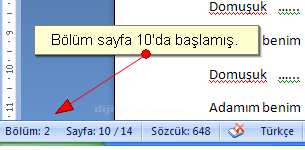 Office 2007 Kesmeler Kesme Oluşturma, Bölüm Sonu Oluşturma