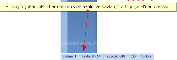 Office 2007 Kesmeler Kesme Oluşturma, Bölüm Sonu Oluşturma