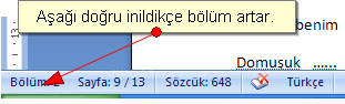 Office 2007 Kesmeler Kesme Oluşturma, Bölüm Sonu Oluşturma