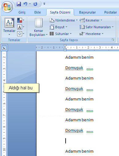 Office 2007 Kesmeler Kesme Oluşturma, Bölüm Sonu Oluşturma