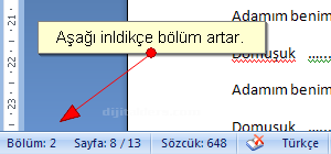 Office 2007 Kesmeler Kesme Oluşturma, Bölüm Sonu Oluşturma