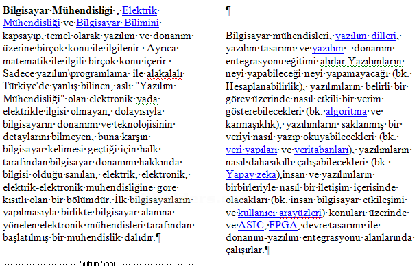 Office 2007 KesmelerKesme oluşturma, Bölüm sonu oluşturma
