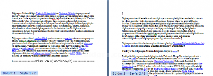 Office 2007 KesmelerKesme oluşturma, Bölüm sonu oluşturma