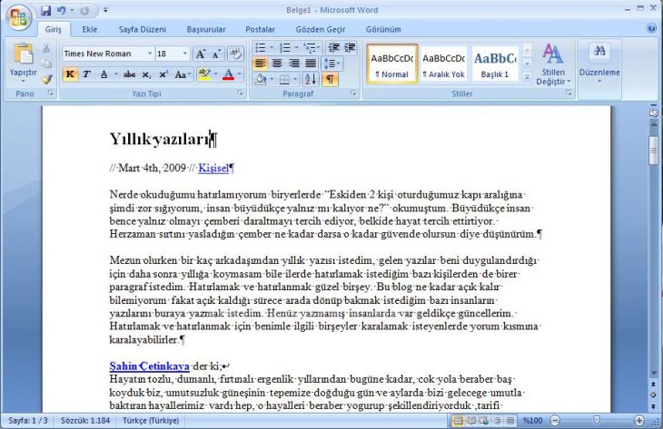Office 2007 Kesmeler