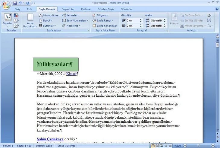 Office 2007 Kesmeler