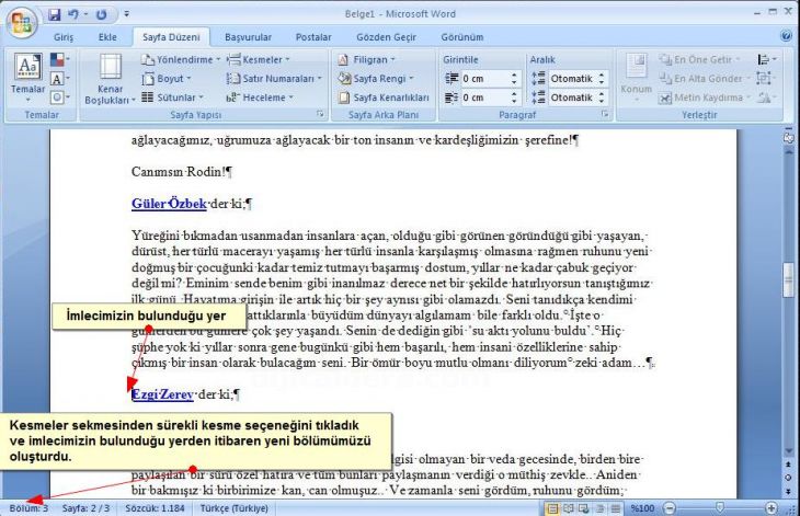 Office 2007 Kesmeler