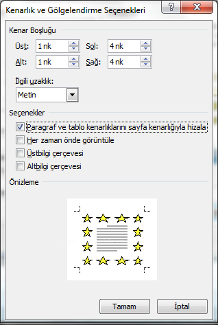 Office 2007 Kenarlıklar Ve Gölgelendirme