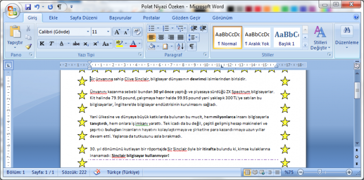 Office 2007 Kenarlıklar Ve Gölgelendirme