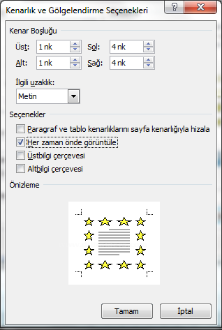 Office 2007 Kenarlıklar Ve Gölgelendirme
