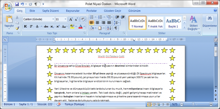 Office 2007 Kenarlıklar Ve Gölgelendirme