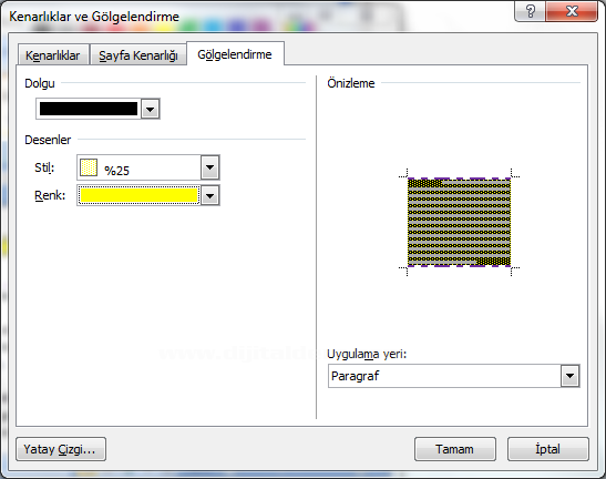 Office 2007 Kenarlıklar Ve Gölgelendirme