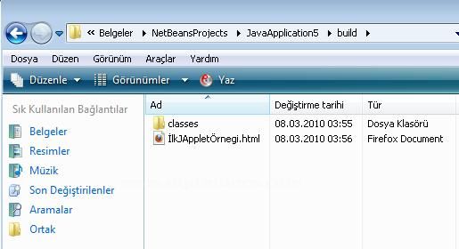 İlk Java Jappletinin Çalıştırılması