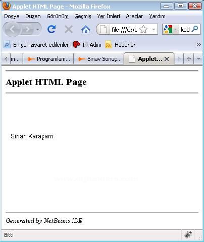 İlk Java Jappletinin Çalıştırılması