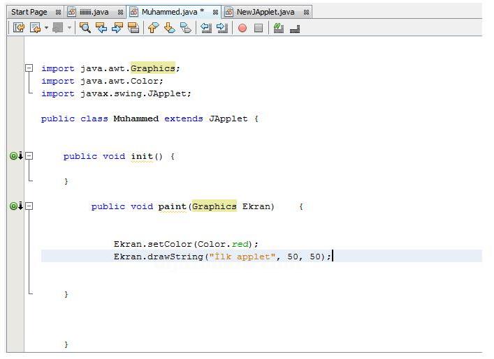 Japplet Projesinin Oluşturulması
Japplet Standart Metotları Ve Metotların Görevleri
