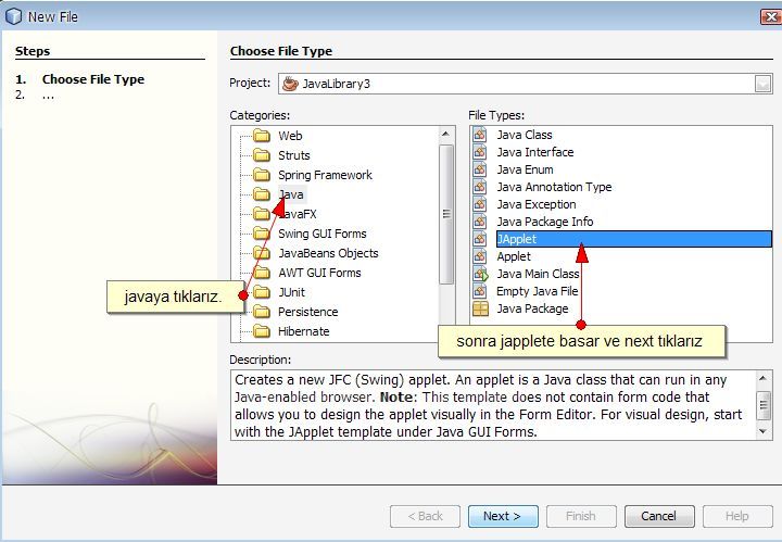 JApplet Projesinin Oluşturulması